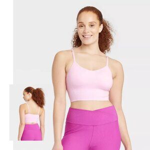 All in Motion Light Pink Longline Sports Bra, XL